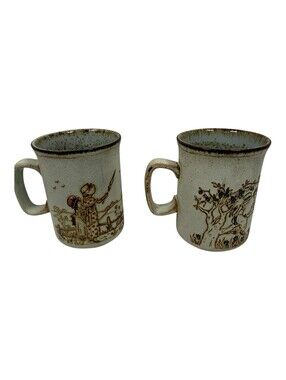 Vintage Dunoon Ceramics Stoneware Coffee Mugs Pair Made in Scotland